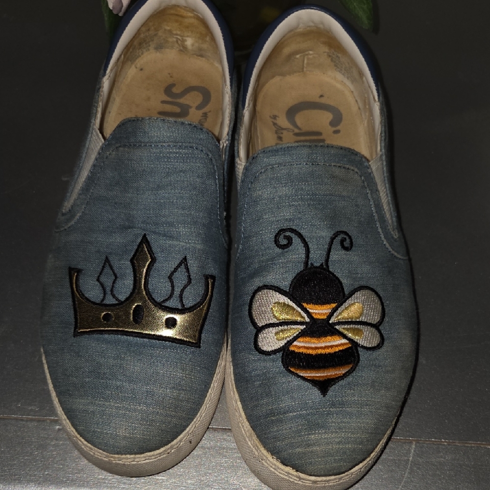 Circus by Sam Edelman Blue Denim Slip-Ons with Embroidery